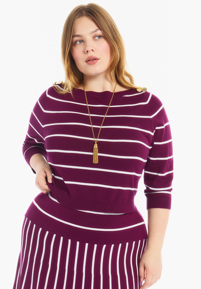 Cropped Boat Neck Sweater image number 1