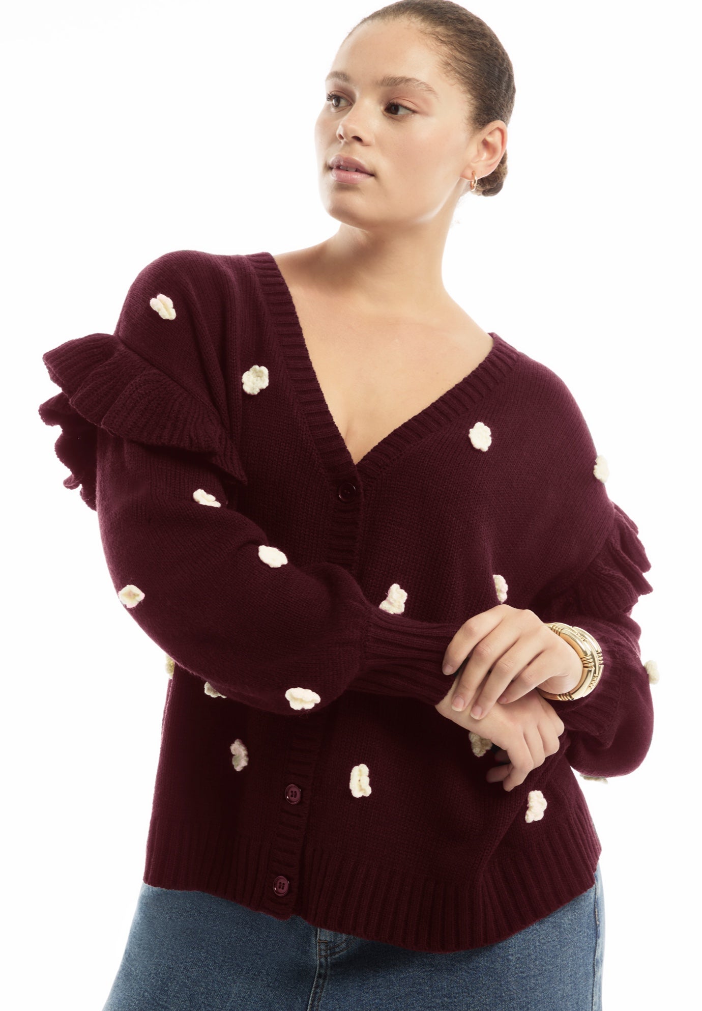 Ruffle-Sleeve Cardigan image number 2