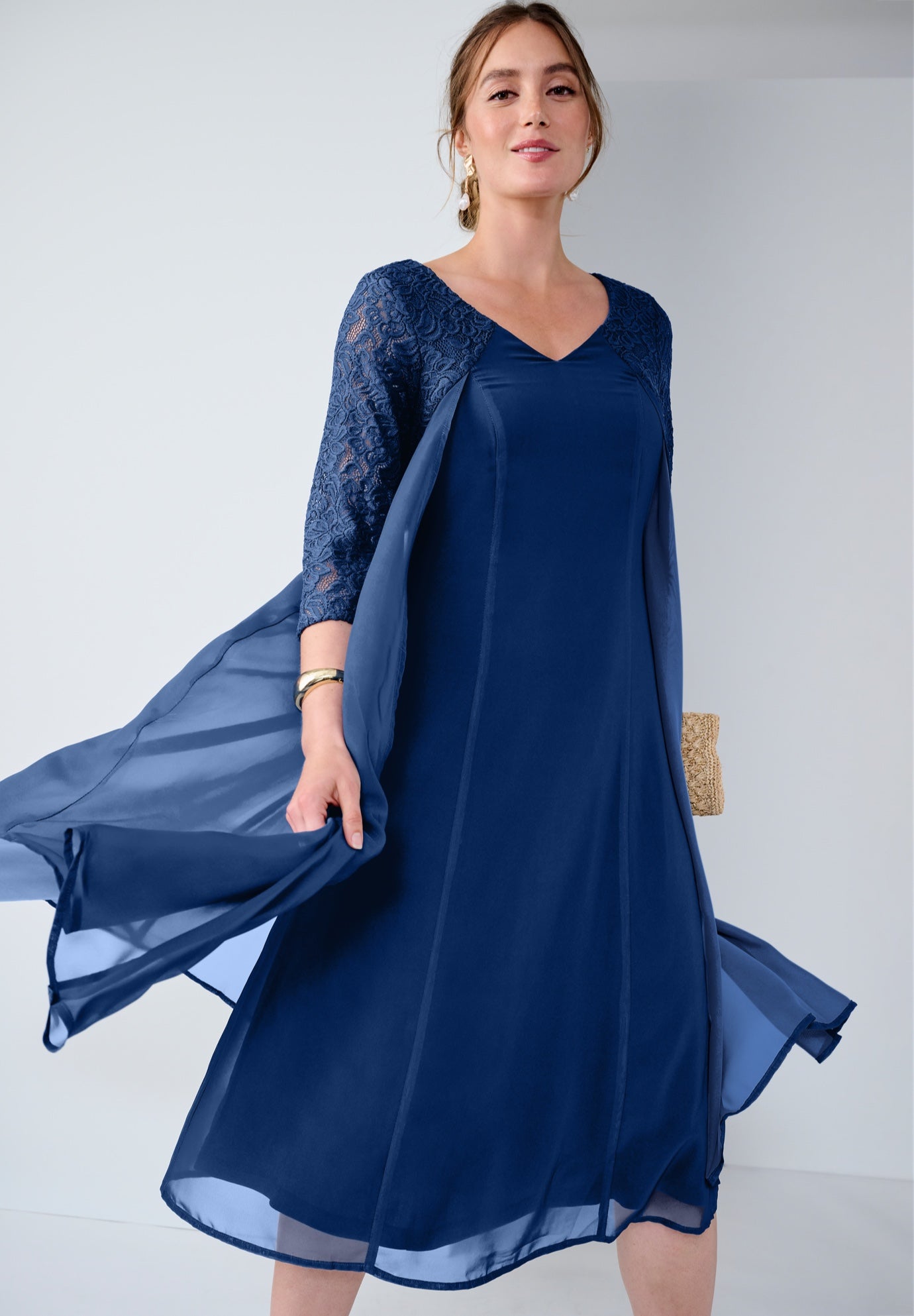 A-line Lace Overlay Dress image number 0