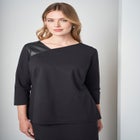 Mixed Media Ponte Faux Leather Top image number 0