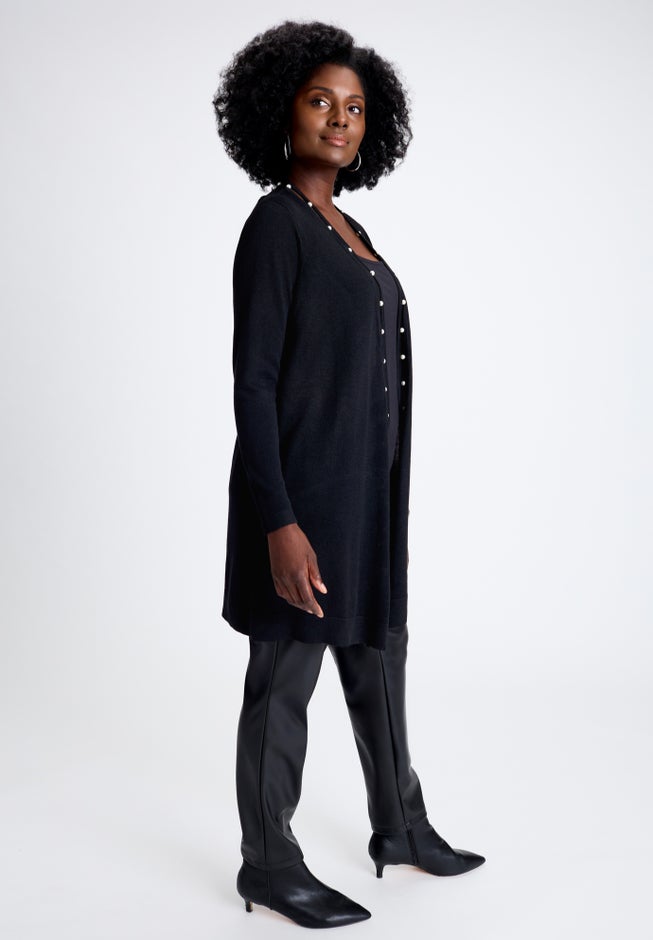 Pearl Trim Carefree Cashmere Cardigan image number 2