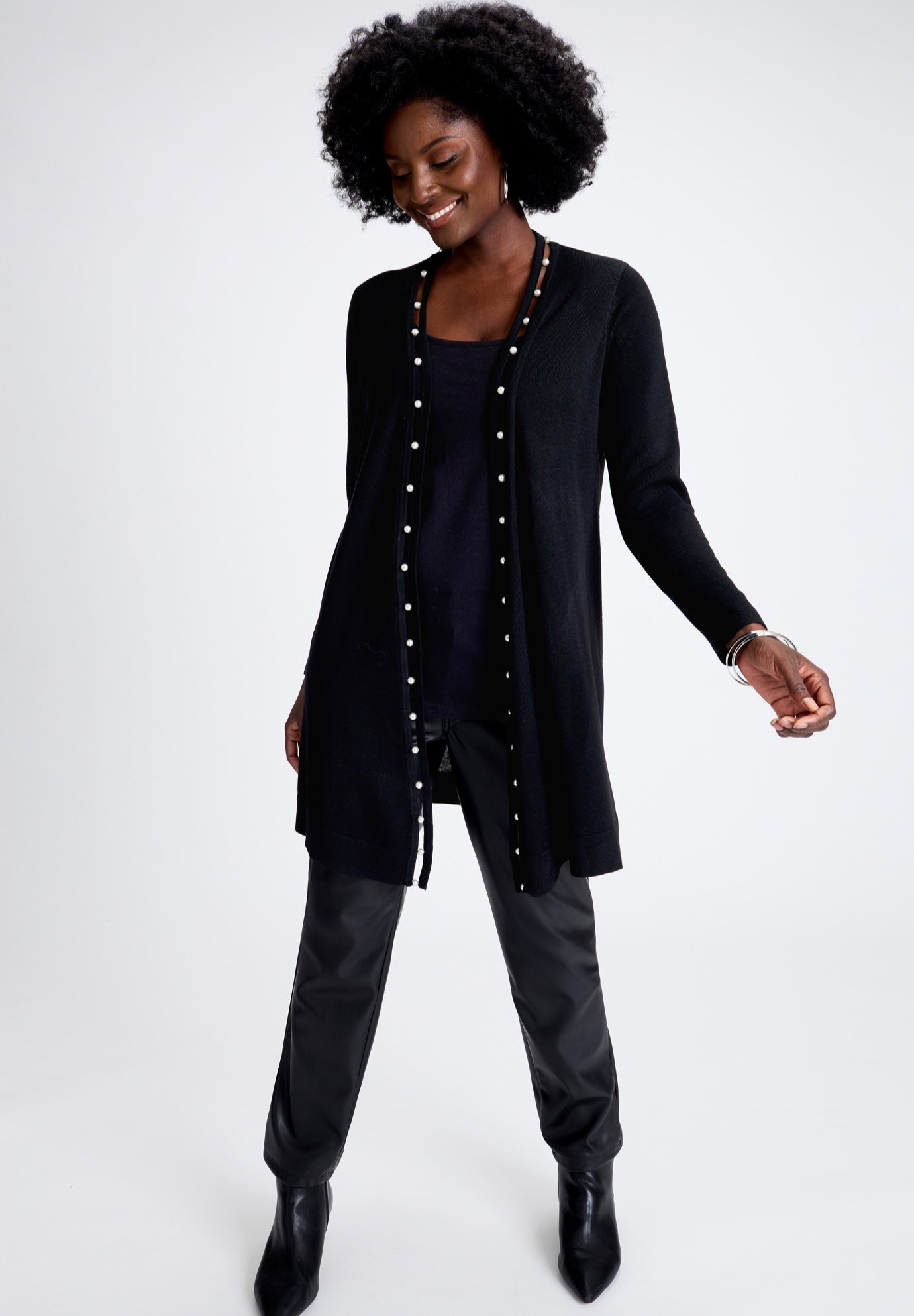 Pearl Trim Carefree Cashmere Cardigan image number 0