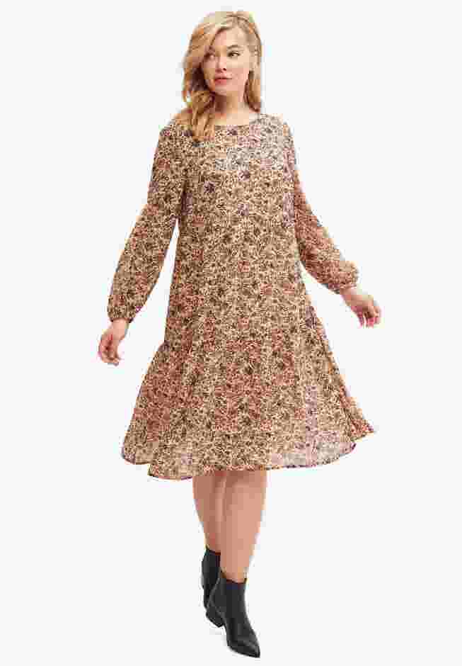 Sheer Overlay Tiered Dress image number 0