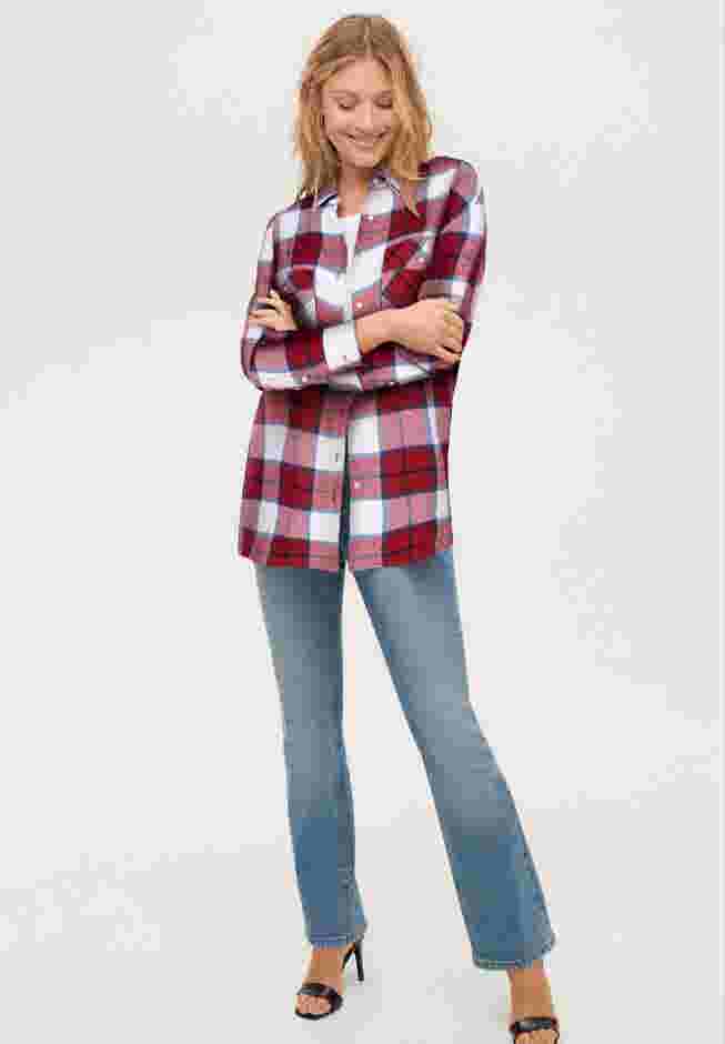 Plaid Button-Front Flannel Tunic image number 3