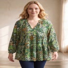 Tiered Tunic With Notch V-Neck image number null