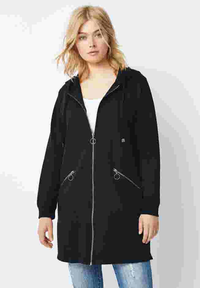 French Terry Zip-Front Hoodie With Zip Pockets image number 0