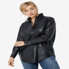 Faux Leather Button Front Tunic image number null