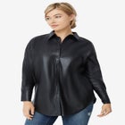 Faux Leather Button Front Tunic image number null