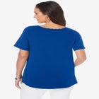 Stretch Cotton Eyelet Cutout Tee image number null