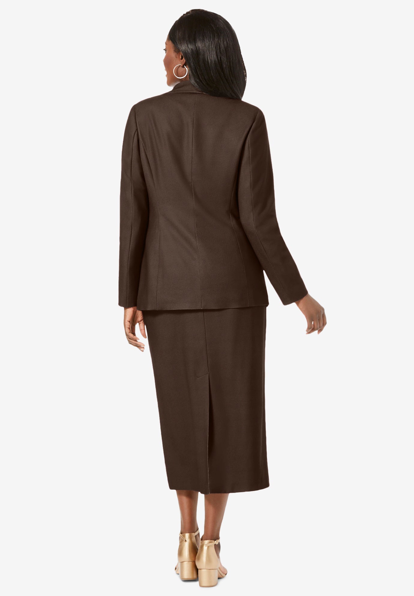 2-Piece Stretch Crepe Single-Breasted Skirt Suit image number 1