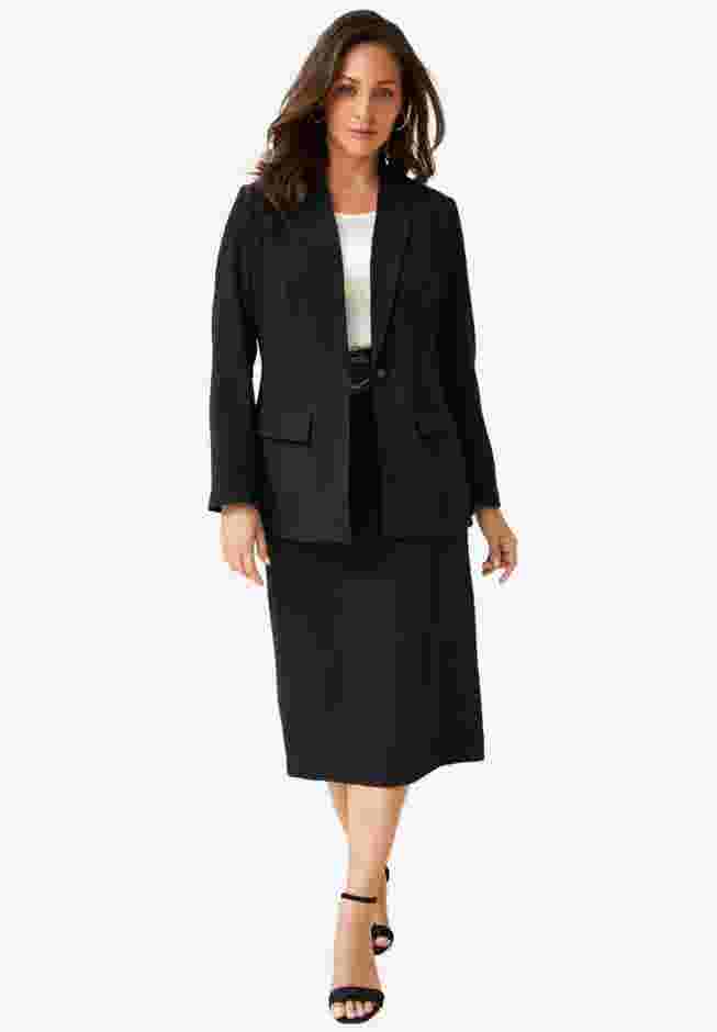 2-Piece Stretch Crepe Single-Breasted Skirt Suit image number 0