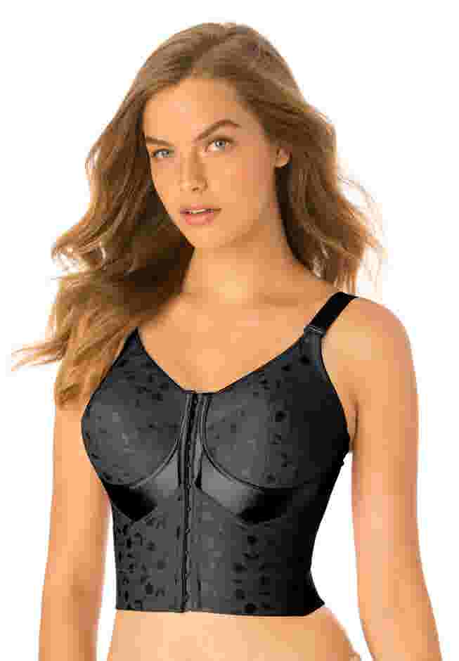 Jacquard Front-Close Wireless Longline Posture Bra image number 0