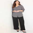 Georgette Buttonfront Tie Sleeve Cafe Blouse image number 2