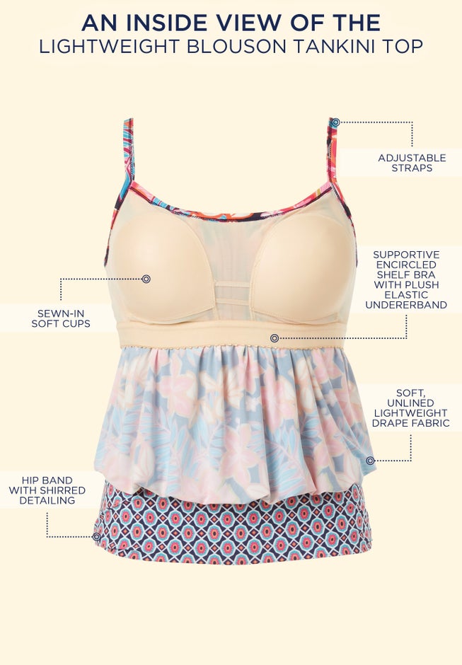 Lightweight Scoop Neck Blouson Tankini Top image number 4