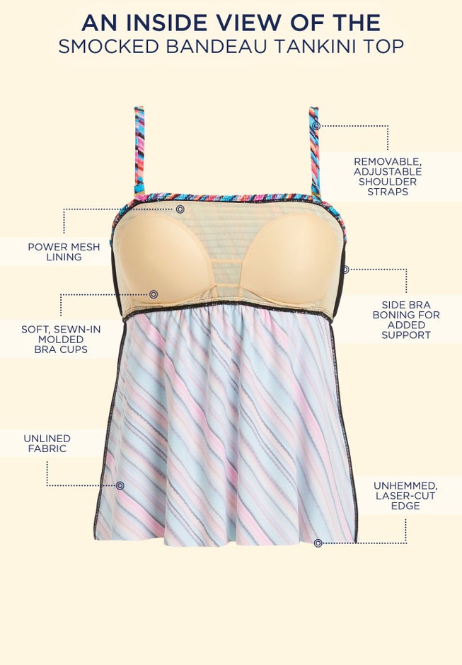 Smocked Bandeau Tankini Top image number 3