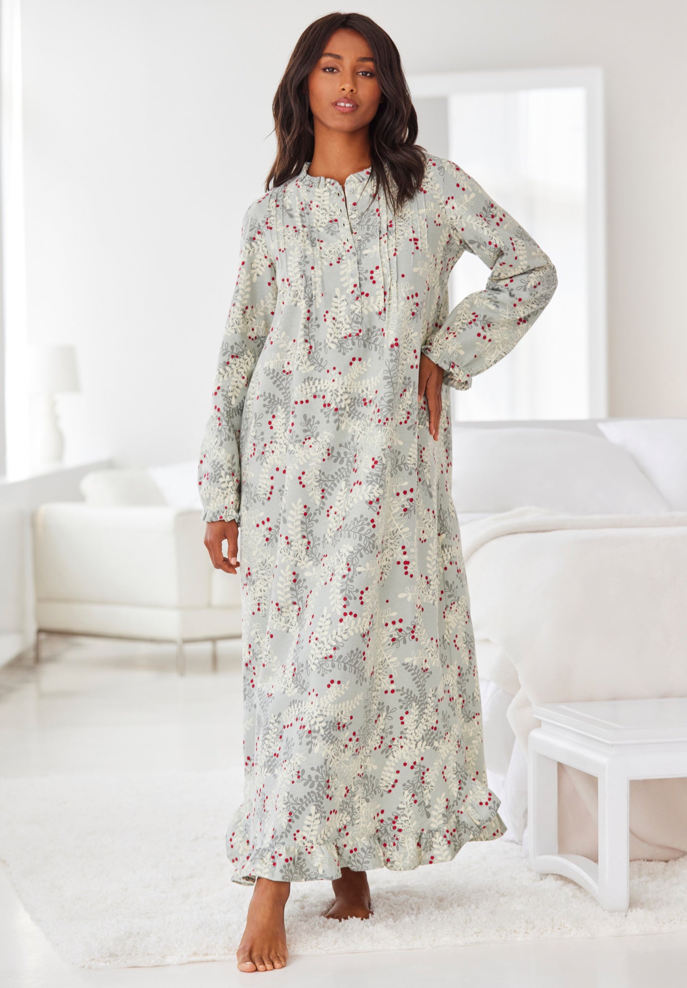 Long Flannel Nightgown image number 6