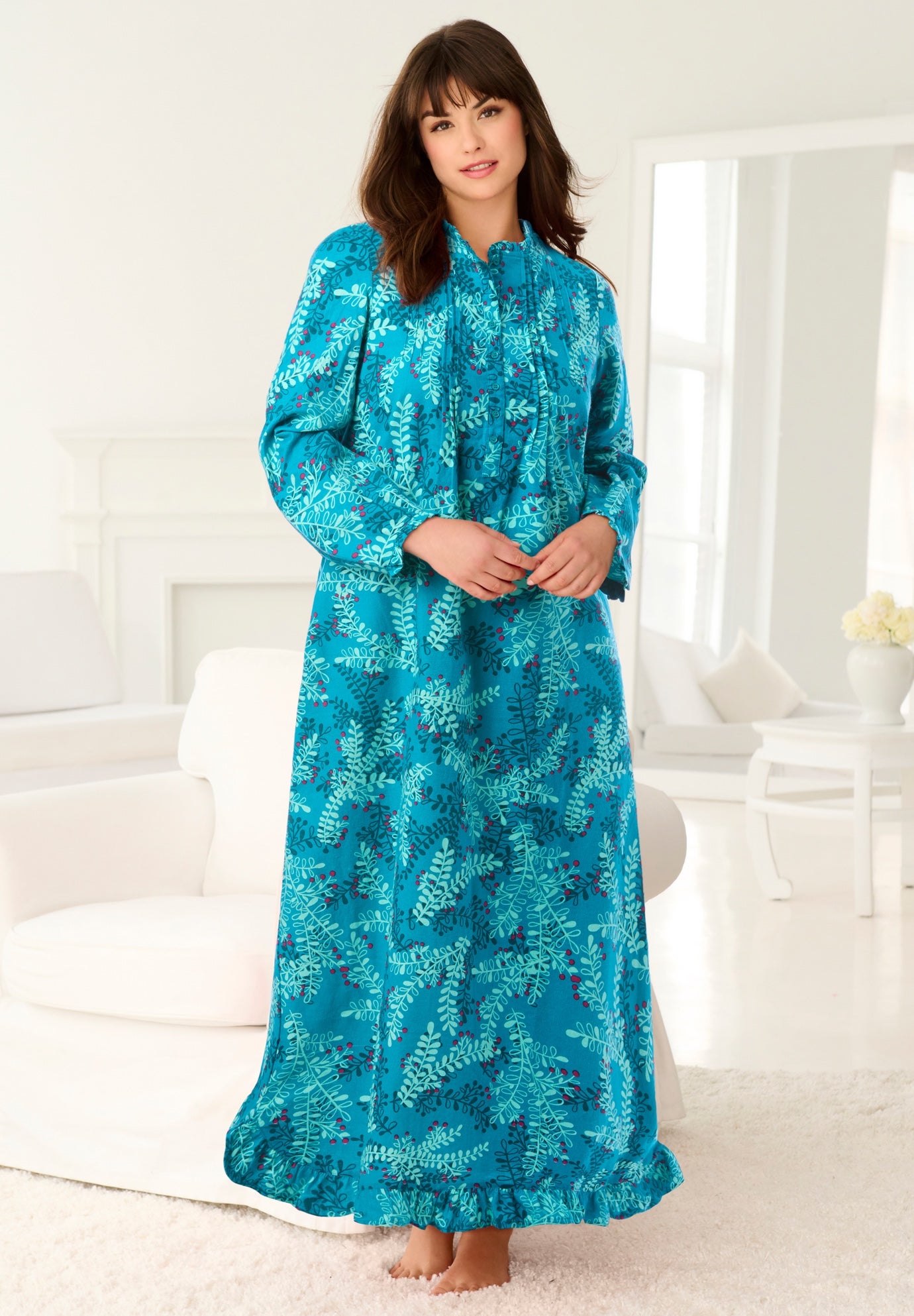 Long Flannel Nightgown  image number 4