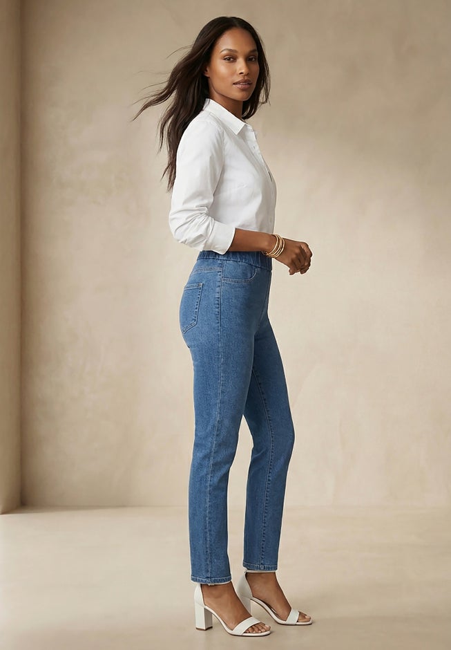 Comfort Waist Stretch Denim Straight-Leg Jean image number 2