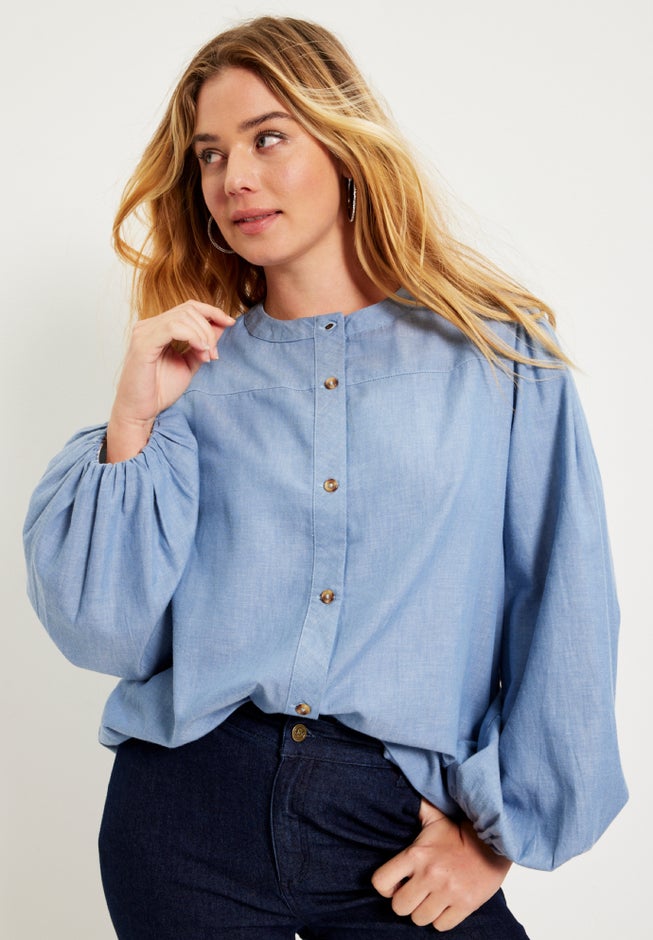 Puff Sleeve Chambray Jacket image number 4