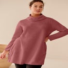 Side Snap Cowl Neck French Terry Sweatshirt Tunic image number null