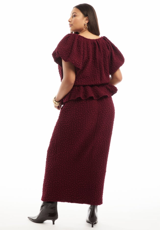 Textured Knit Column Midi Skirt image number 1