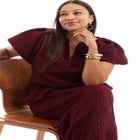 Textured Knit Peplum Top image number null