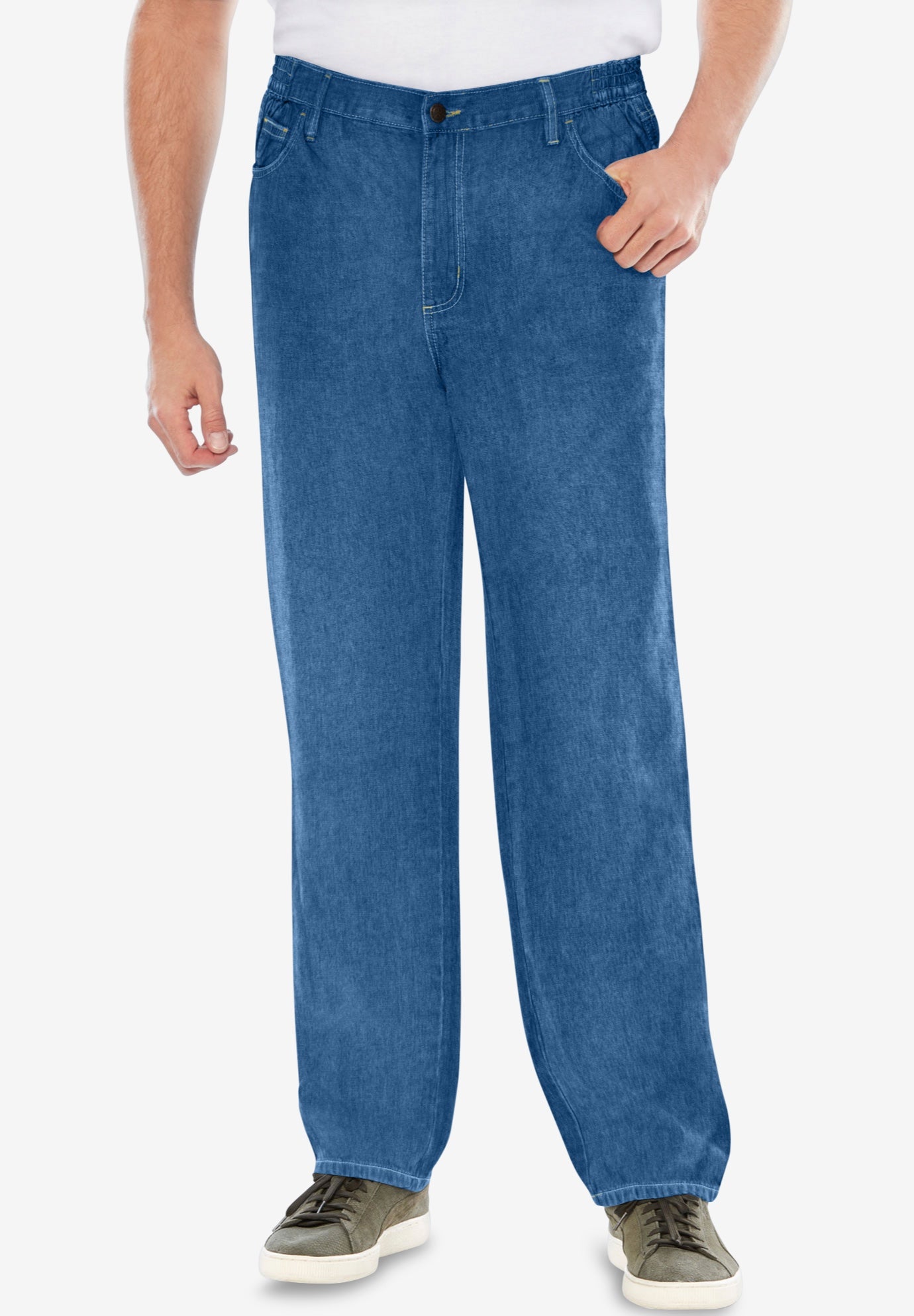 Lightweight Comfort Side-Elastic 5-Pocket Jeans image number 0