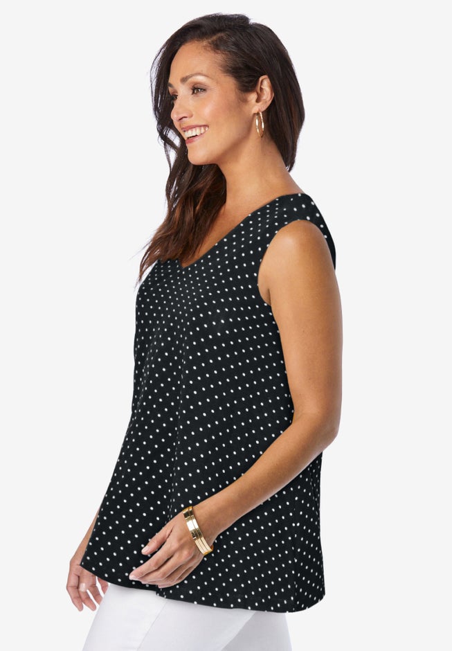 Stretch Cotton V-Neck Trapeze Tank image number 2