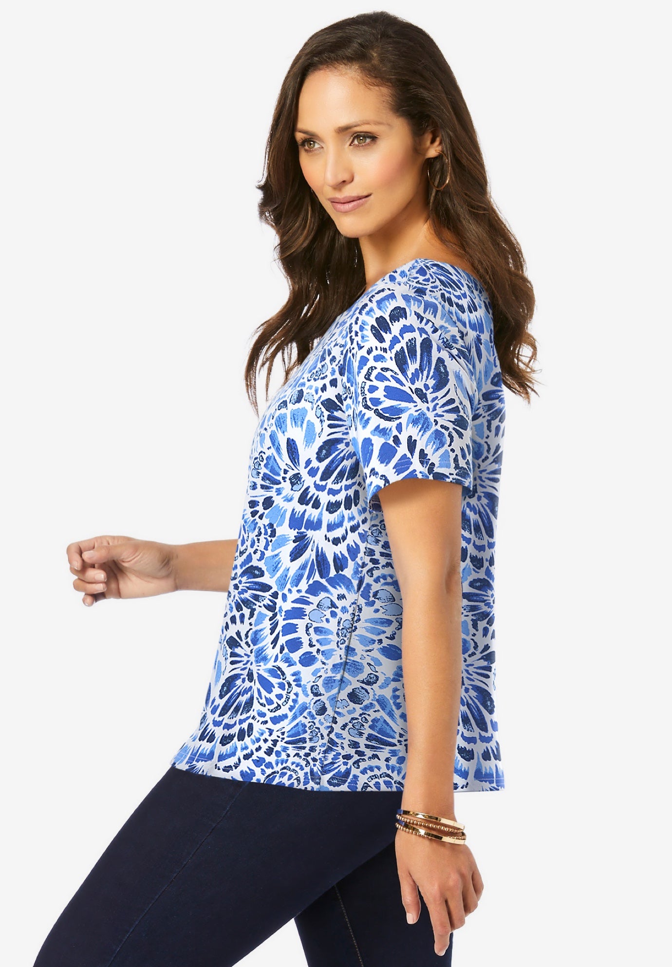 Stretch Cotton Trapeze Tee image number 2