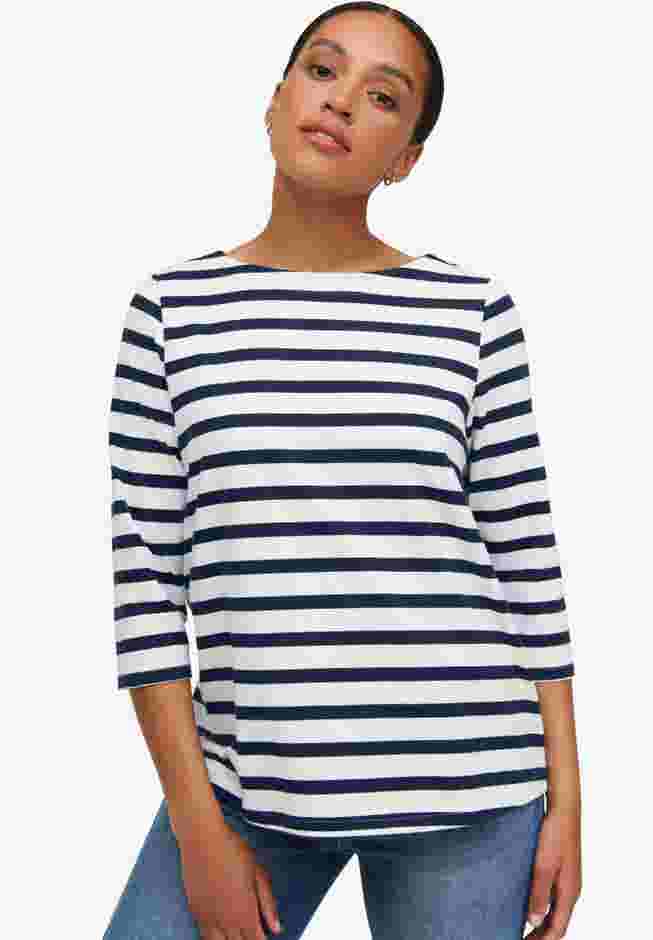 Boatneck Tee With Three-Quarter Sleeves image number 2