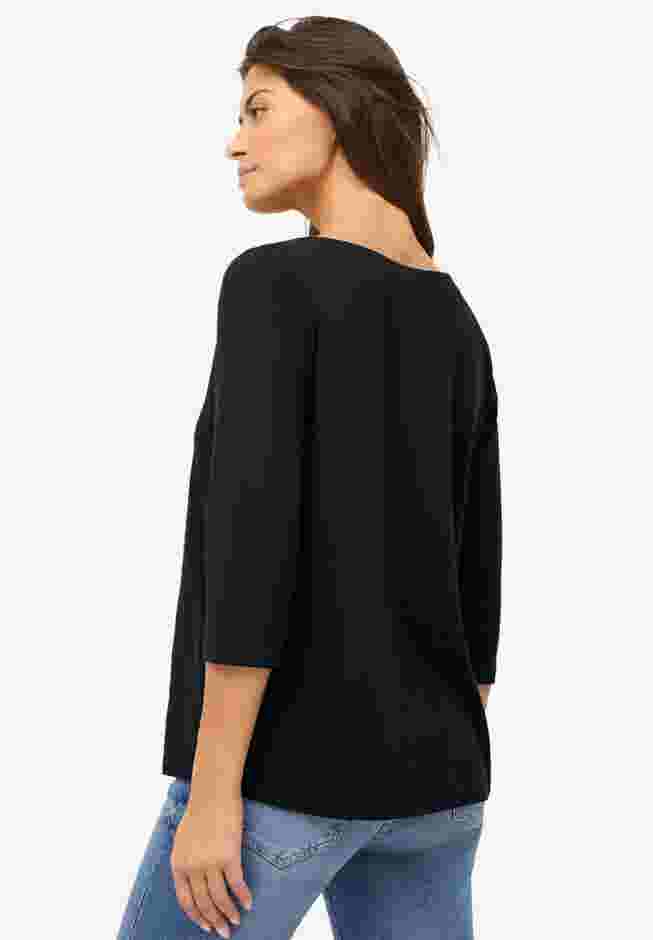 Boatneck Tee With Three-Quarter Sleeves image number 1