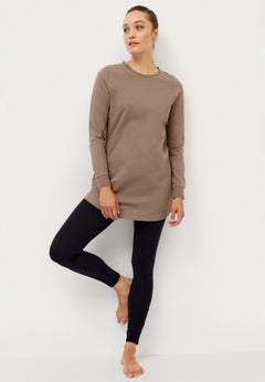 French Terry Sweatshirt Tunic with Shirttail Hem