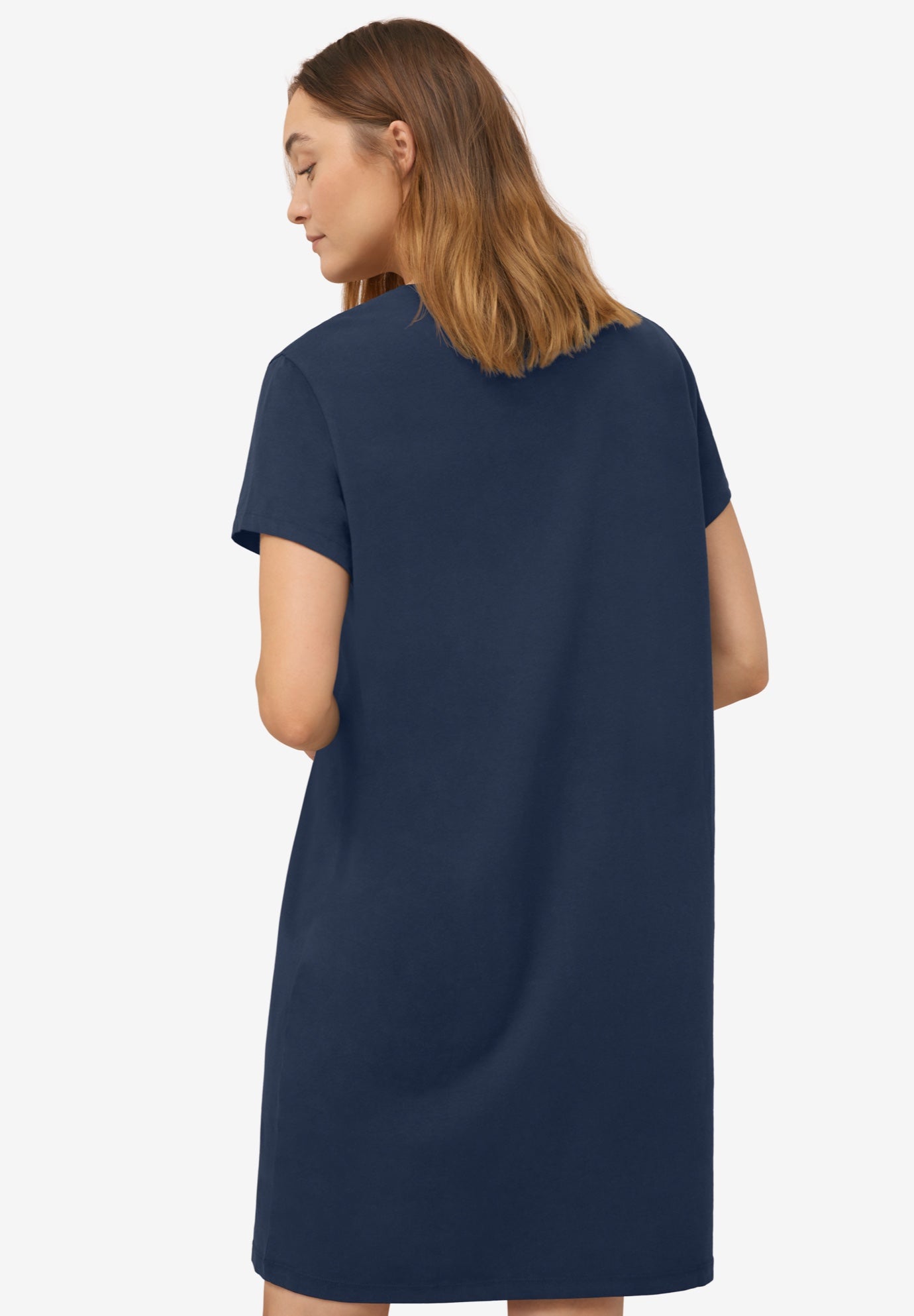 Cotton Spandex Vneck Short Sleeve Sleep Shirt image number 1