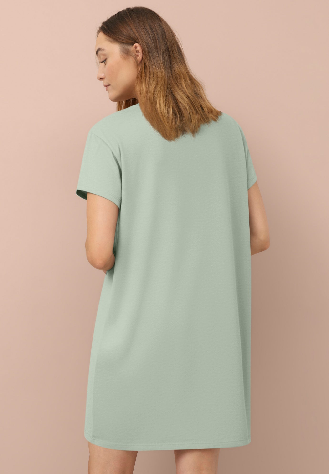 Cotton Spandex Vneck Short Sleeve Sleep Shirt image number 1