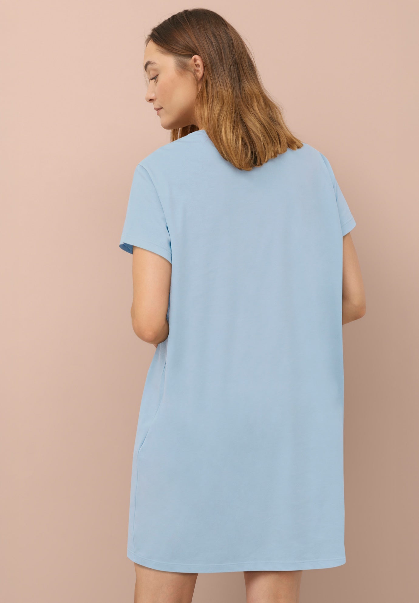 Cotton Spandex Vneck Short Sleeve Sleep Shirt image number 1