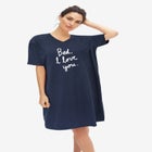 Cotton Spandex Vneck Short Sleeve Sleep Shirt image number null