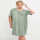 Cotton Spandex Vneck Short Sleeve Sleep Shirt image number null