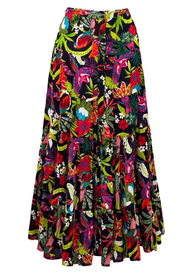Tiered Crinkle Maxi Skirt image number null