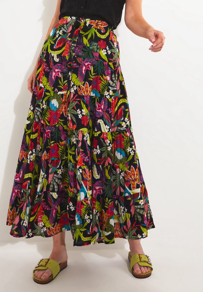 Tiered Crinkle Maxi Skirt image number null