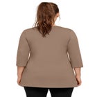 Stretch Jersey Knit V-Neck Three-Quarter Sleeve Knot Front Tunic image number 1