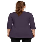 Stretch Jersey Knit V-Neck Three-Quarter Sleeve Knot Front Tunic image number null