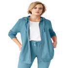 French Terry Long Sleeve Zip-Front Tunic Hoodie image number null