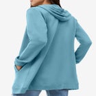 French Terry Long Sleeve Zip-Front Tunic Hoodie image number null