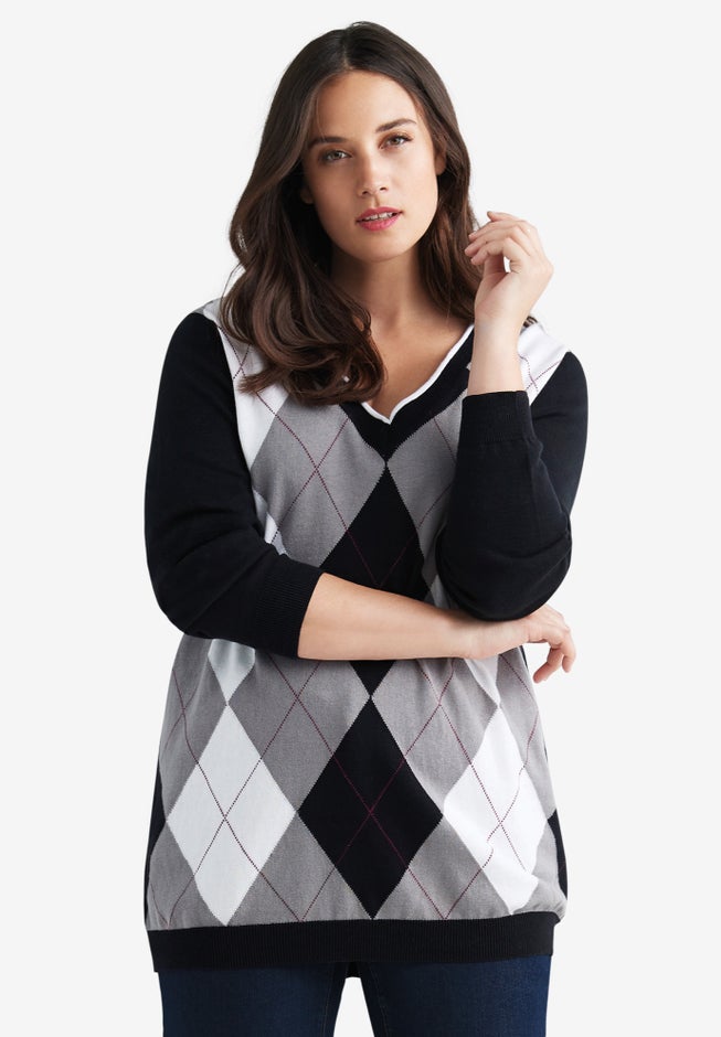 V-neck Argyle Sweater image number 0