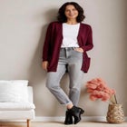 V-Neck Button-Front 100% Cotton Boyfriend Cardigan image number 0