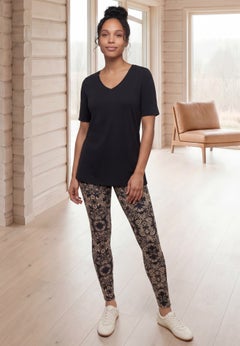 Cotton Spandex Elastic Waist Full Length Leggings
