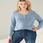 Button Y-neck Sweater image number null