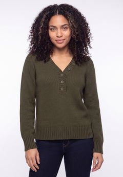 Button Y-neck Sweater