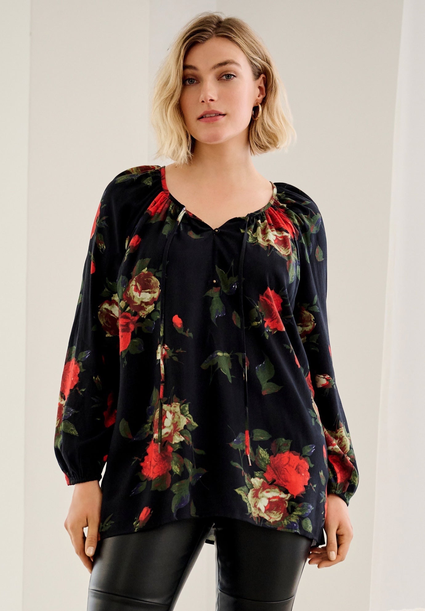 Tie Neck Peasant Tunic image number 0