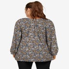 A-Line Long Sleeve Peasant Tunic with Tie-Neck Keyhole Neckline image number null